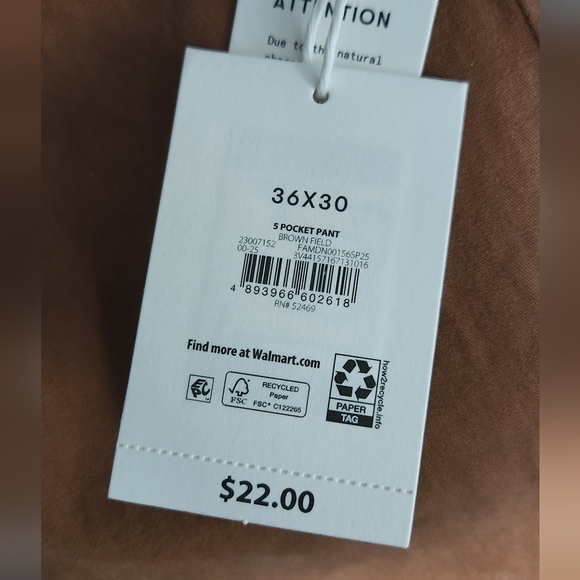 👖 Men’s Brown Straight-Leg Jeans – Size 36x30, Free Assembly, 5-Pocket Style - Picture 14 of 14